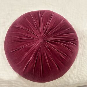 Decorative Velvet Cushion, solid Round Throw Pillow - Pink